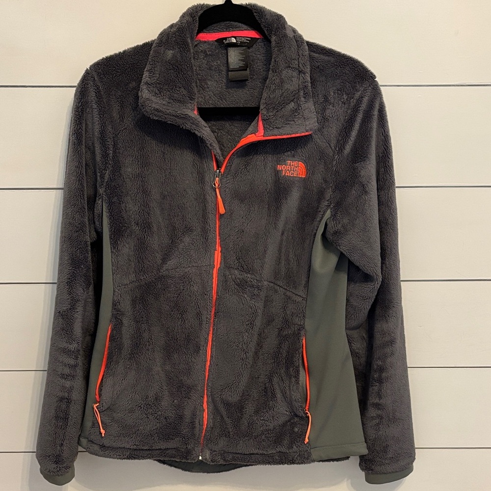 The North Face Women's Black and Orange Teddy Jacket